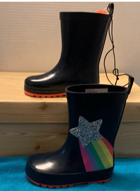 NWT WONDER NATION Blue Silver Star Glitter Rainboots Boots Size 5/6 Kids Girls