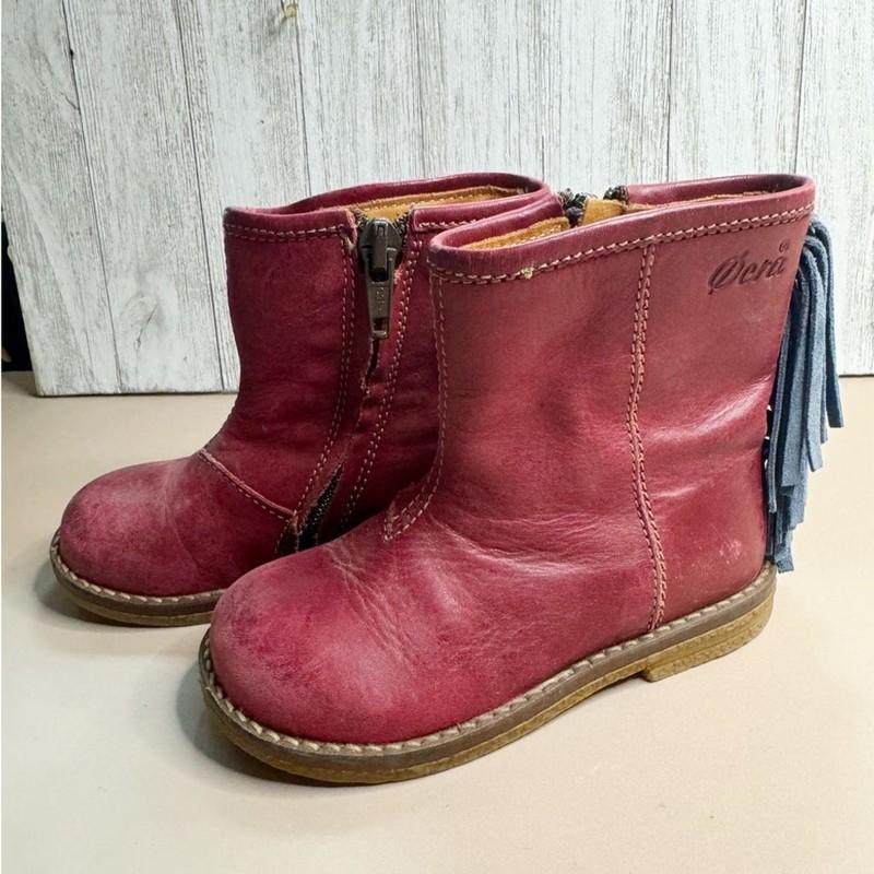 Ocra Distressed Red bootie with Blue suede Fringe. Size 21/5. Great condition