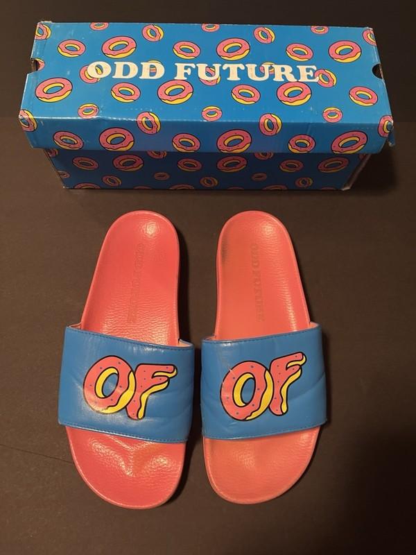 Odd Future Slides Size 10 Men's With Box OF Pink And Blue