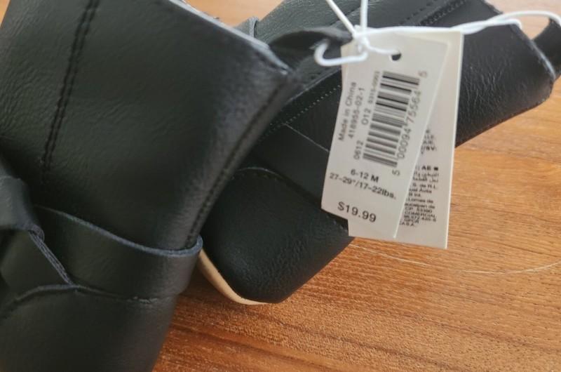 Old Navy Baby 6-12 MONTHS Crib Shoe Fall Winter Fashion Boots Black New #31823