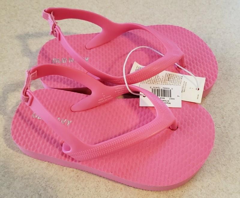 Old Navy Toddler Girls 5 6 7 9 10 Flip Flops PINK Sandals Ankle Strap #17121