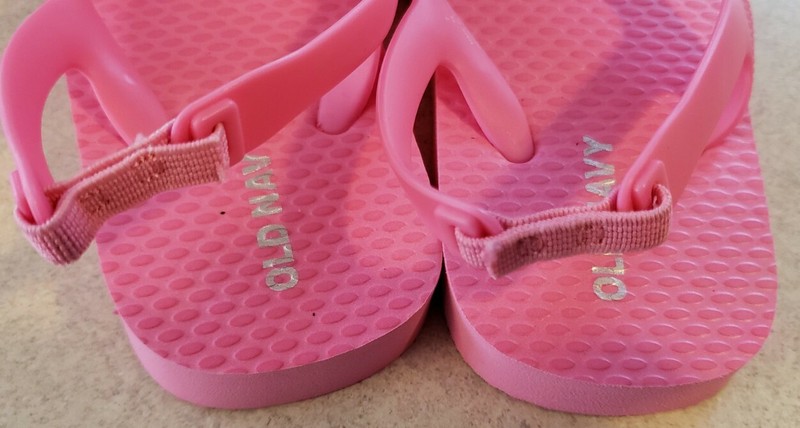 Old Navy Toddler Girls 5 6 7 9 10 Flip Flops PINK Sandals Ankle Strap #17121