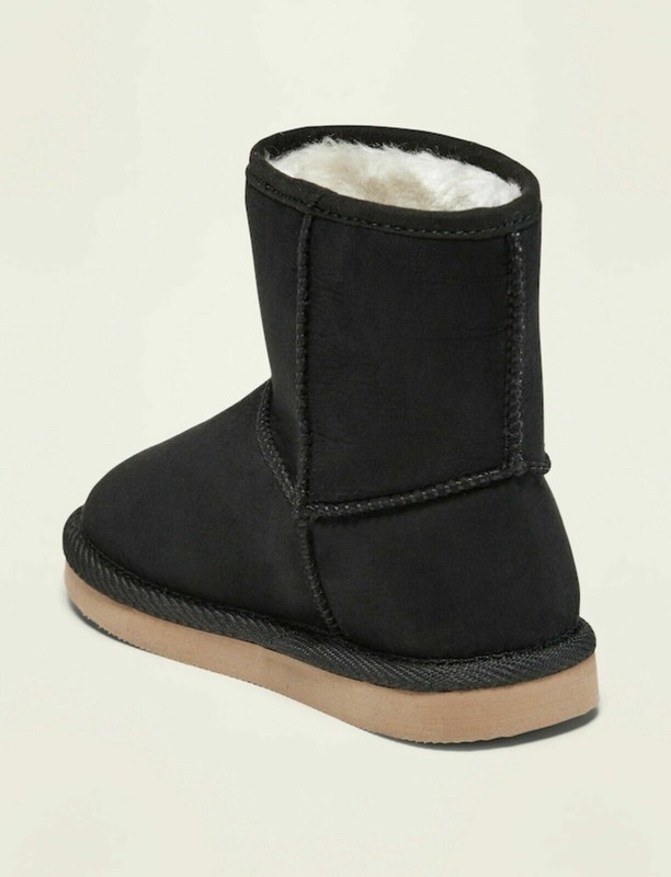 Old Navy Toddler Girls Faux Suede Sherpa Lined Boots Black Jack Size 6 7 Or 11
