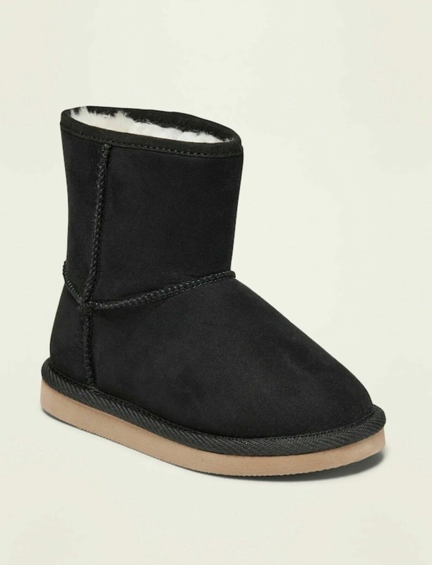 Old Navy Toddler Girls Faux Suede Sherpa Lined Boots Black Jack Size 6 7 or 11