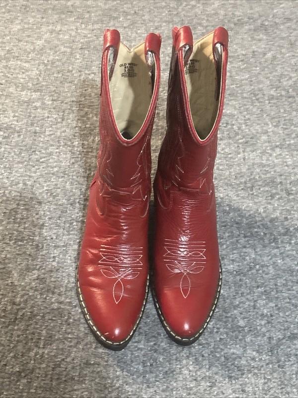 Old West Boots Girls 3 Red 8116 Childrens Leather Cowgirl Western