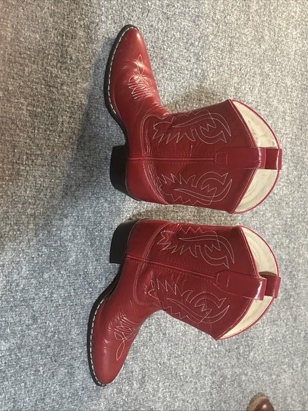 Old West Boots Girls 3 Red 8116 Childrens Leather Cowgirl Western