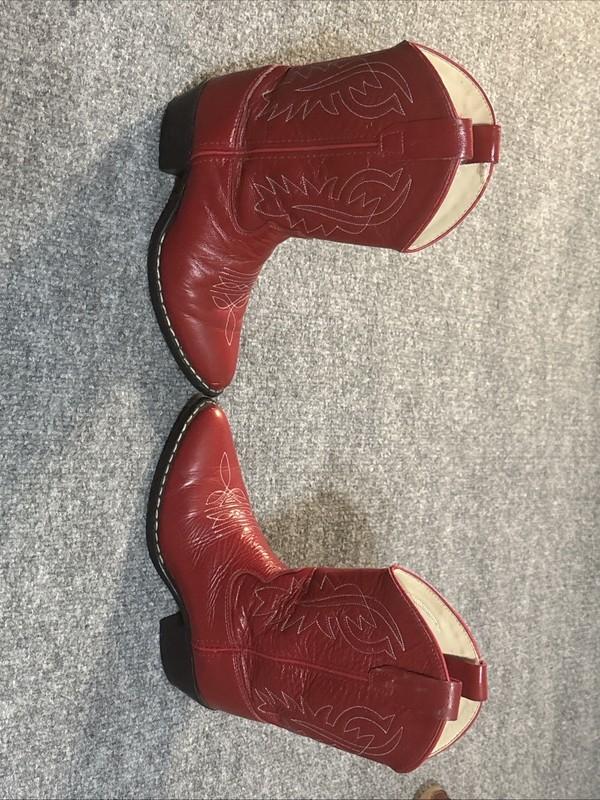 Old West Boots Girls 3 Red 8116 Childrens Leather Cowgirl Western