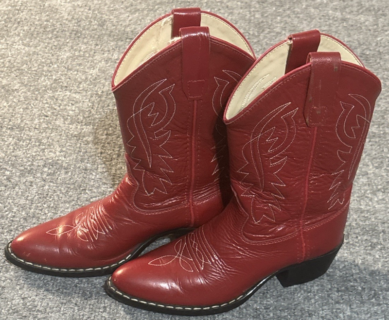 Old West Boots Girls 3 Red 8116 Childrens Leather Cowgirl Western