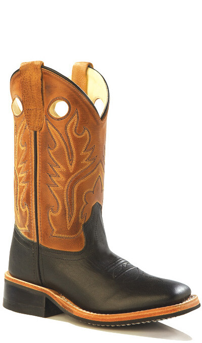 Old West Tan Canyon Youth Boys Carona Leather Square Toe Cowboy Boots 5 D