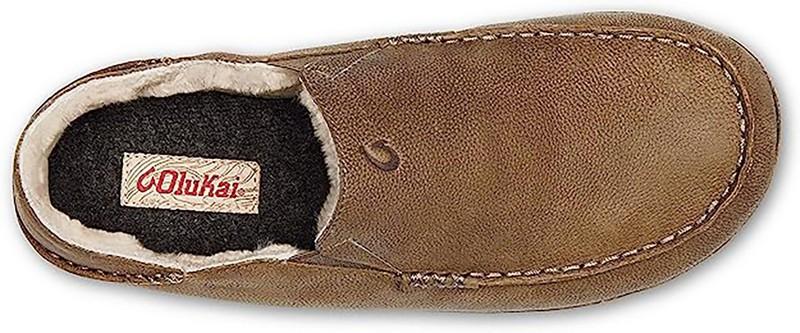 OLUKAI Kipuka Hulu Men's Nubuck Leather Slippers - Toffee - Size 8