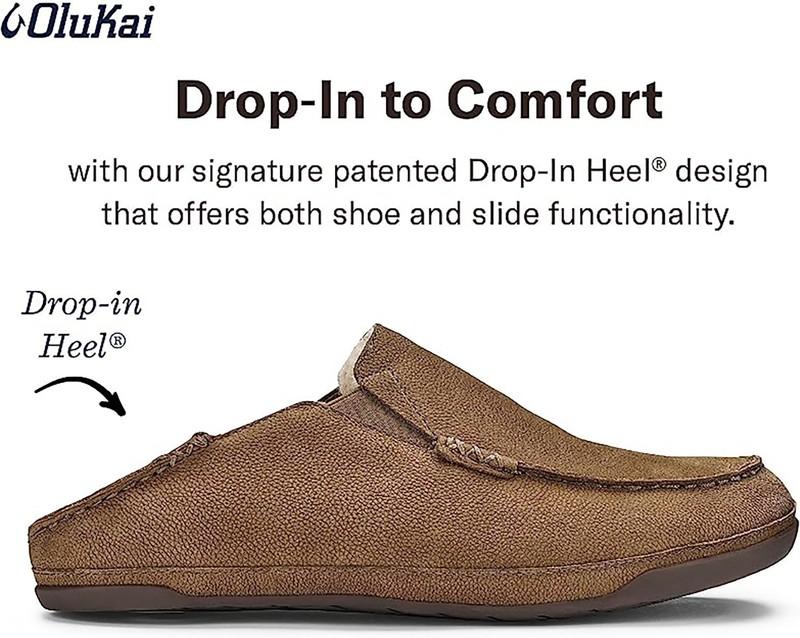 OLUKAI Kipuka Hulu Men's Nubuck Leather Slippers - Toffee - Size 8