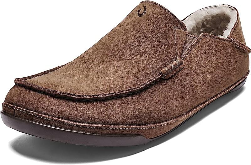 OLUKAI Kipuka Hulu Men's Nubuck Leather Slippers - Toffee - Size 8