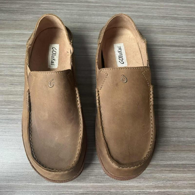 OluKai Moloa Men’s Nubuck Slip-on Loafers Shoes Size 10.5 $140 Ray / Toffee
