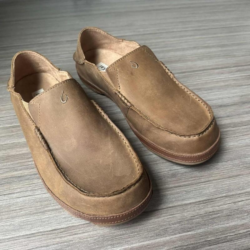 OluKai Moloa Men’s Nubuck Slip-on Loafers Shoes Size 10.5 $140 Ray / Toffee