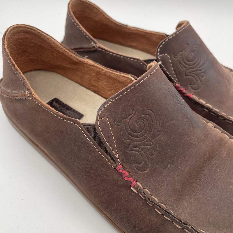 OluKai Nohea Nubuck Slip On Moccasin Size 8 Loafer Coastal Leather Flats EUC