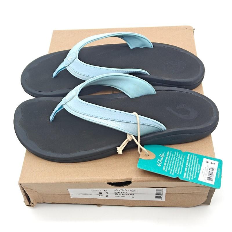 OluKai Ohana 20110-1L40 Women Blue Sandals Arch Support Flip Flop Sz 7/8/9/12