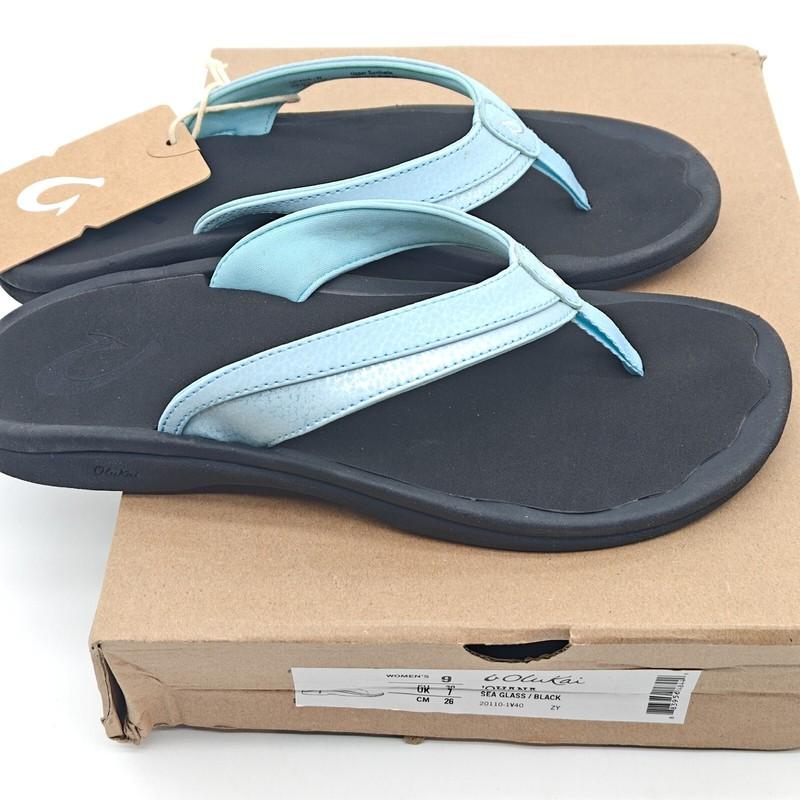 OluKai Ohana 20110-1L40 Women Blue Sandals Arch Support Flip Flop Sz 7/8/9/12