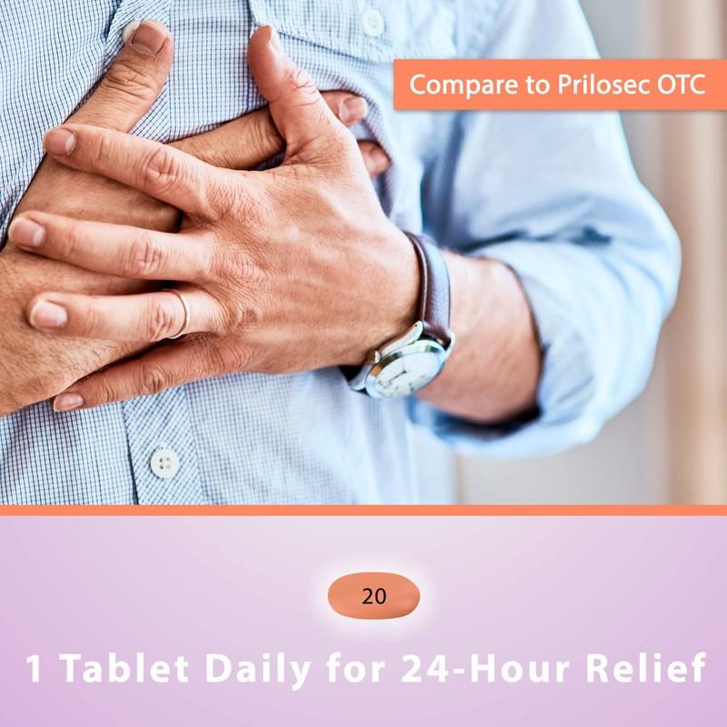 Omeprazole 20 Mg Tablets (Generic Prilosec) 42 Ct Heartburn Relief Omeprazole