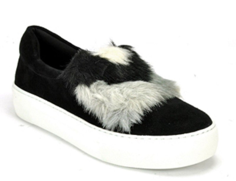 ON SALE NEW $150 J/SLIDES NYC Women Alexi Suede Platform Sneaker SIZE 8.5 Black