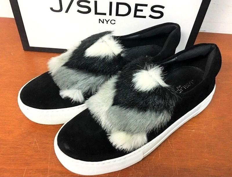ON SALE NEW $150 J/SLIDES NYC Women Alexi Suede Platform Sneaker SIZE 8.5 Black