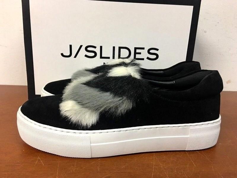 ON SALE NEW $150 J/SLIDES NYC Women Alexi Suede Platform Sneaker SIZE 8.5 Black