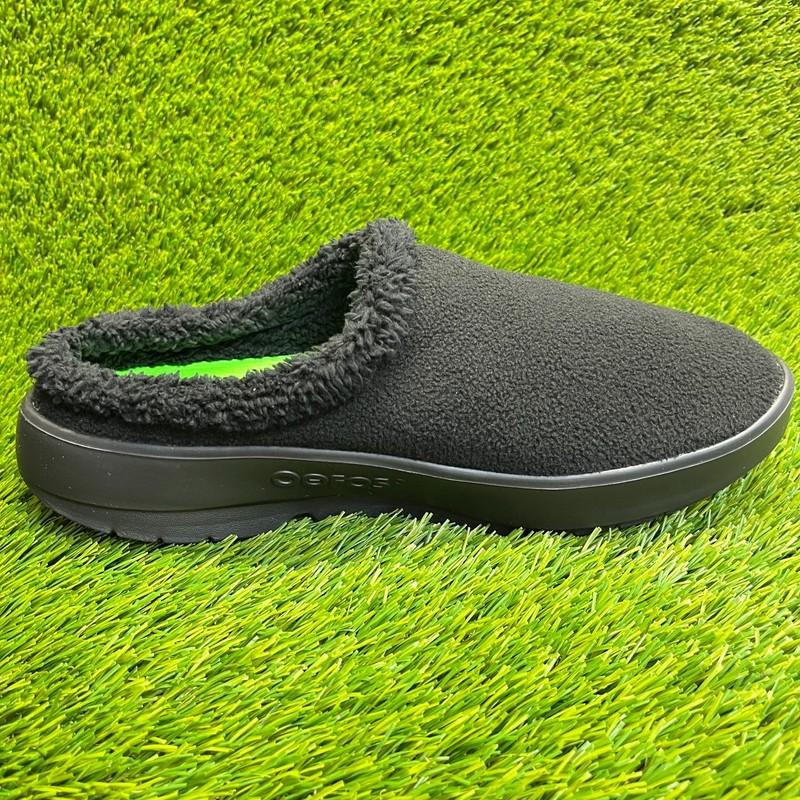 Oofos OOcoozie Mule Mens Size 12 Black Casual Walking Slip On Recovery Sandals