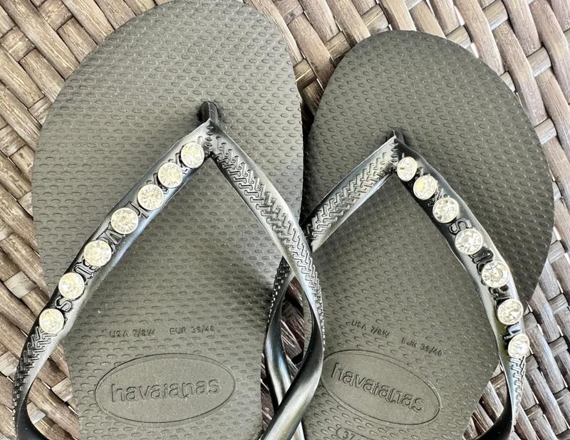Original Flip Flops Women Slim with Crystals and Personalized Charm