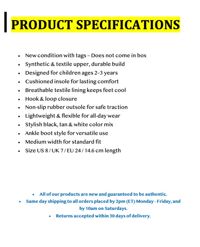 Oshkosh B'gosh Tao Toddler Boys Slip-on Ankle Boots Size 8 Black-Tan-White Shoes