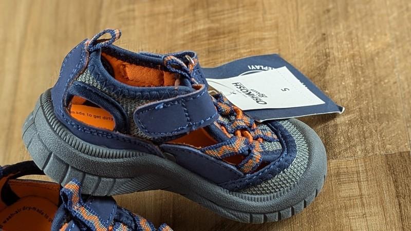 OshKosh B'Gosh Toddler Boys Bax Bump Toe Sandal Size 5 Navy Orange