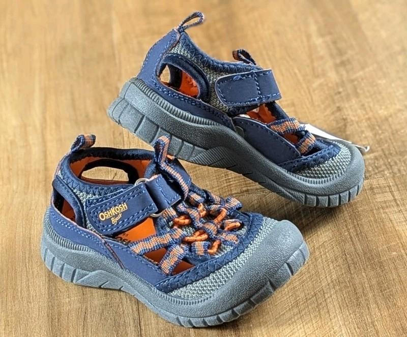 OshKosh B'Gosh Toddler Boys Bax Bump Toe Sandal Size 5 Navy Orange