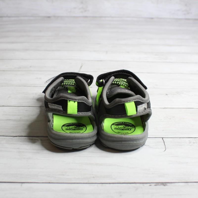 Oshkosh Baby Boy's Gray Trail Sandals Infant Size 7 Closed Toe Lime Black
