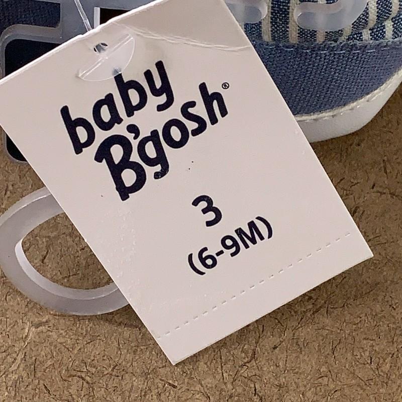 OshKosh Baby Size 3 (6-9 Months) Blue Striped Chambray Slip-On Baby Shoes NWT
