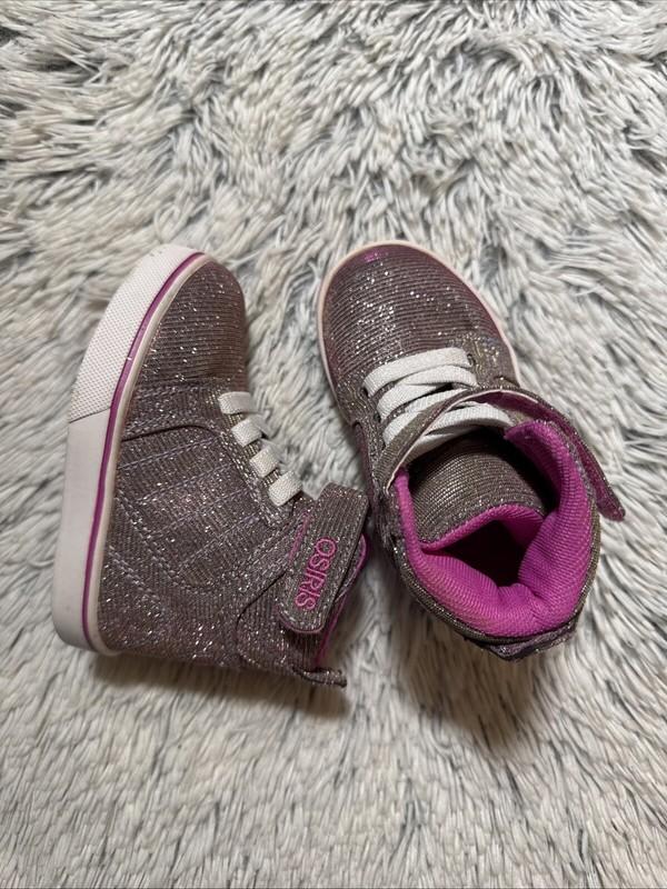 Osiris Toddler Girl's Hi Top Sneakers Pink Gold/silver Glitter Size 6m