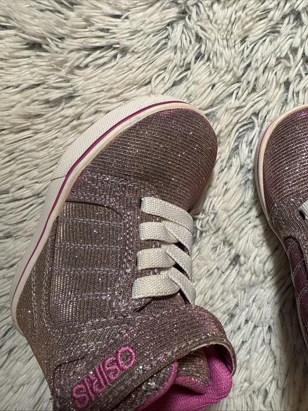 Osiris Toddler Girl's Hi Top Sneakers Pink Gold/silver Glitter Size 6m