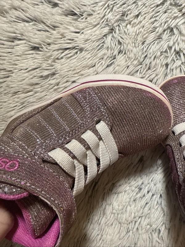 Osiris Toddler Girl's Hi Top Sneakers Pink Gold/silver Glitter Size 6m