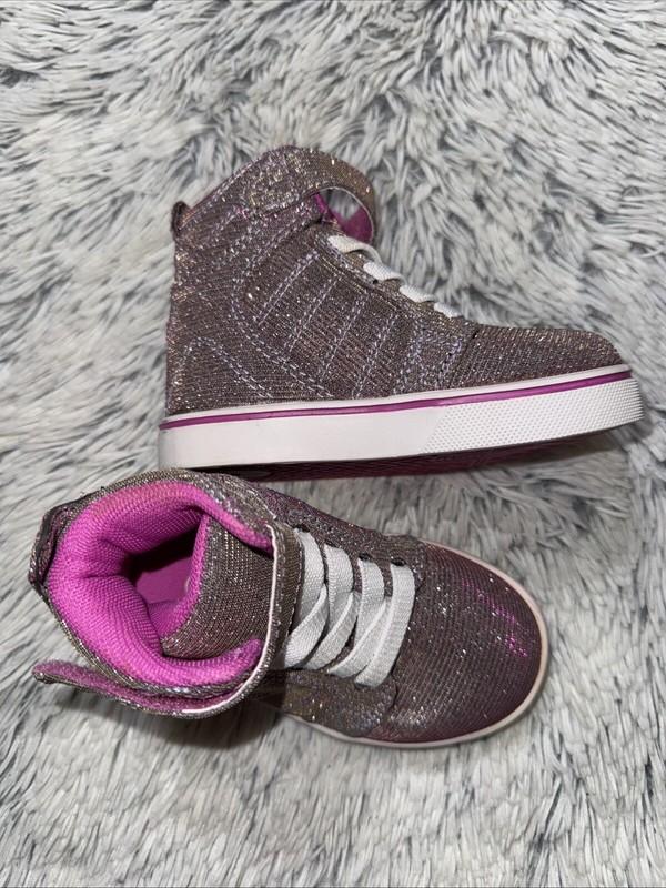 Osiris Toddler Girl's Hi Top Sneakers Pink Gold/silver Glitter Size 6m