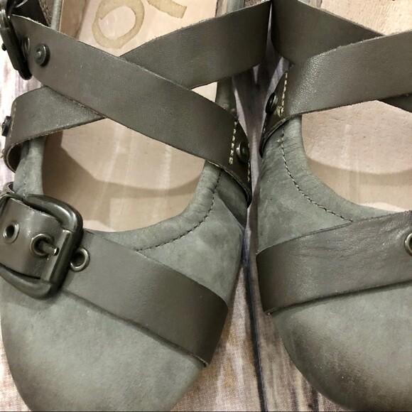 OTBT PARK HILLS MINT GREY SHOES FLATS LEATHER CRISSCROSS STRAPS RUBBER SOLES NIB