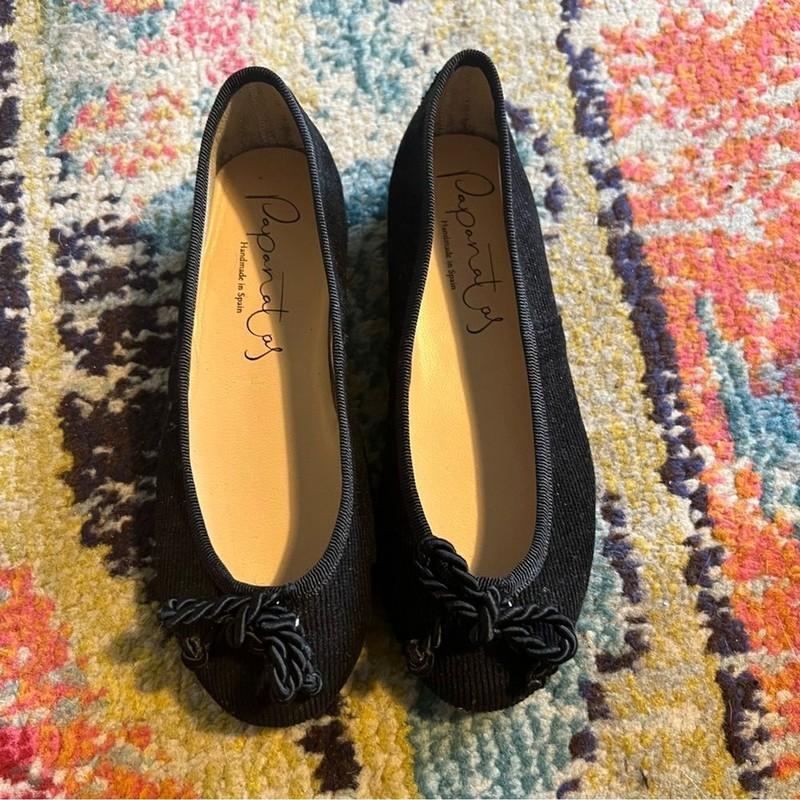 Papanatas Black Ribbed Ballet Flat Size EUR 30