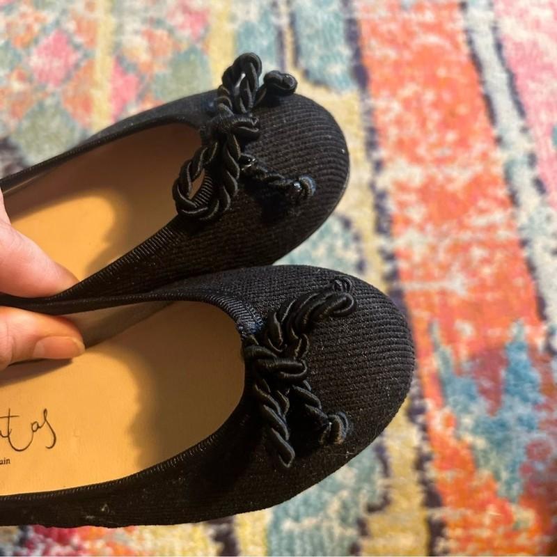 Papanatas Black Ribbed Ballet Flat Size EUR 30