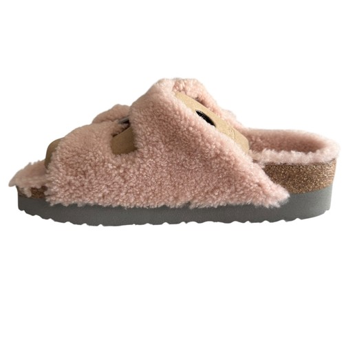 Papillio By Birkenstock Arizona Big Buckle Shearling Platform Sandals Size 8