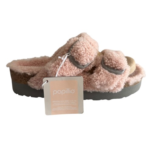 Papillio by Birkenstock Arizona Big Buckle Shearling Platform Sandals Size 8