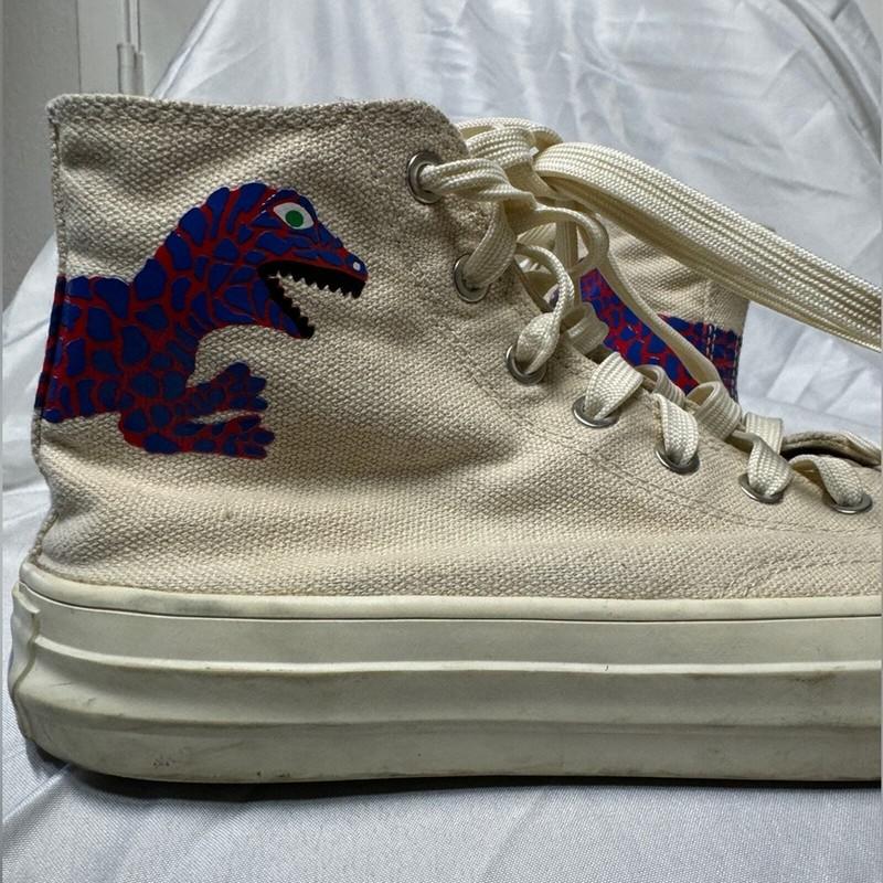 Paul Smith Kirk Ivory Dino Lace Up High Top Sneakers Big Boy Size 36 (US 4)