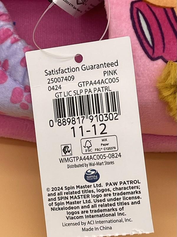 Paw Patrol Girl Slippers Shoes Skye Everest Size XL 11-12 New