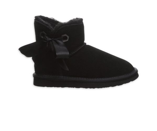 PAWZ By Bearpaw Amelia Youth Girls Faux Fur Lined Suede Ankle Bow Boots 10