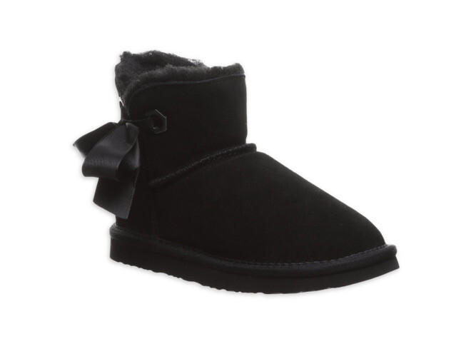 PAWZ by Bearpaw Amelia Youth Girls Faux Fur Lined Suede Ankle Bow Boots 10