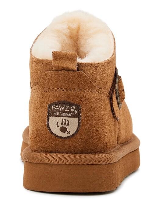 PAWZ By Bearpaw Casual Brown Boots Girls Size 12 Youth Shorty Suede Rubber Amy