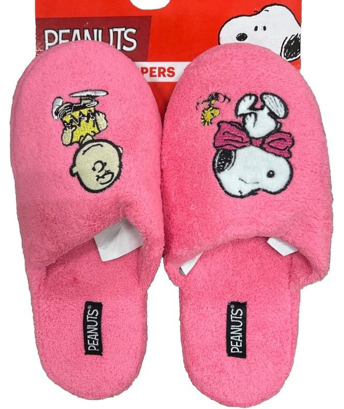 Peanuts Snoopy Charlie Brown Pink Ladies / Women’s Slippers Sz S