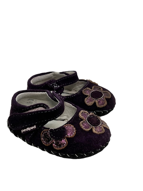 Pediped Purple Suede Flower Soft Sole Girls Shoes Sz 0-6 Months