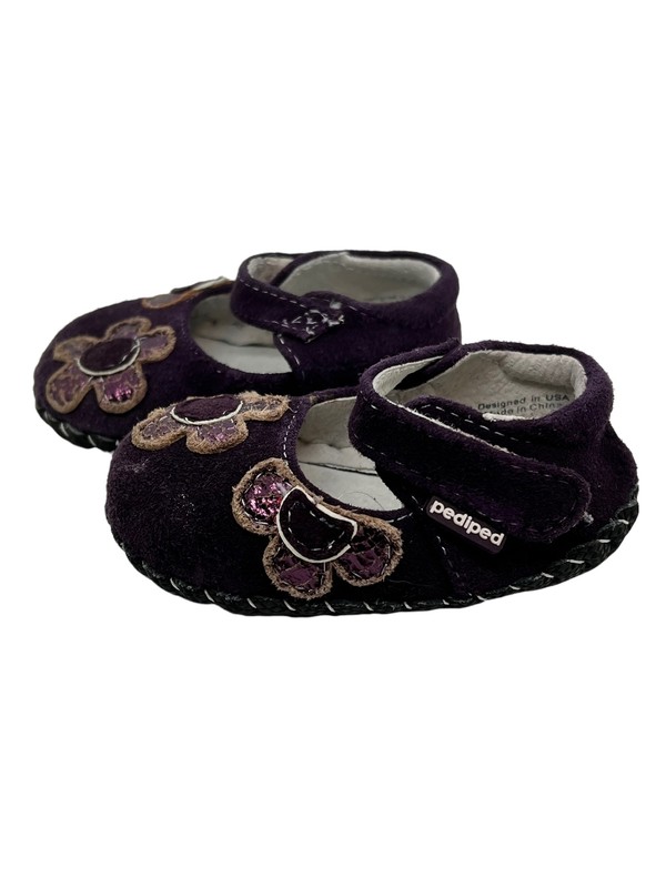 Pediped Purple Suede Flower Soft Sole Girls Shoes Sz 0-6 Months