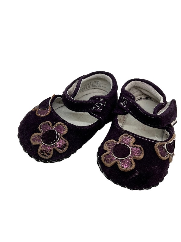 Pediped Purple Suede Flower Soft Sole Girls Shoes Sz 0-6 Months